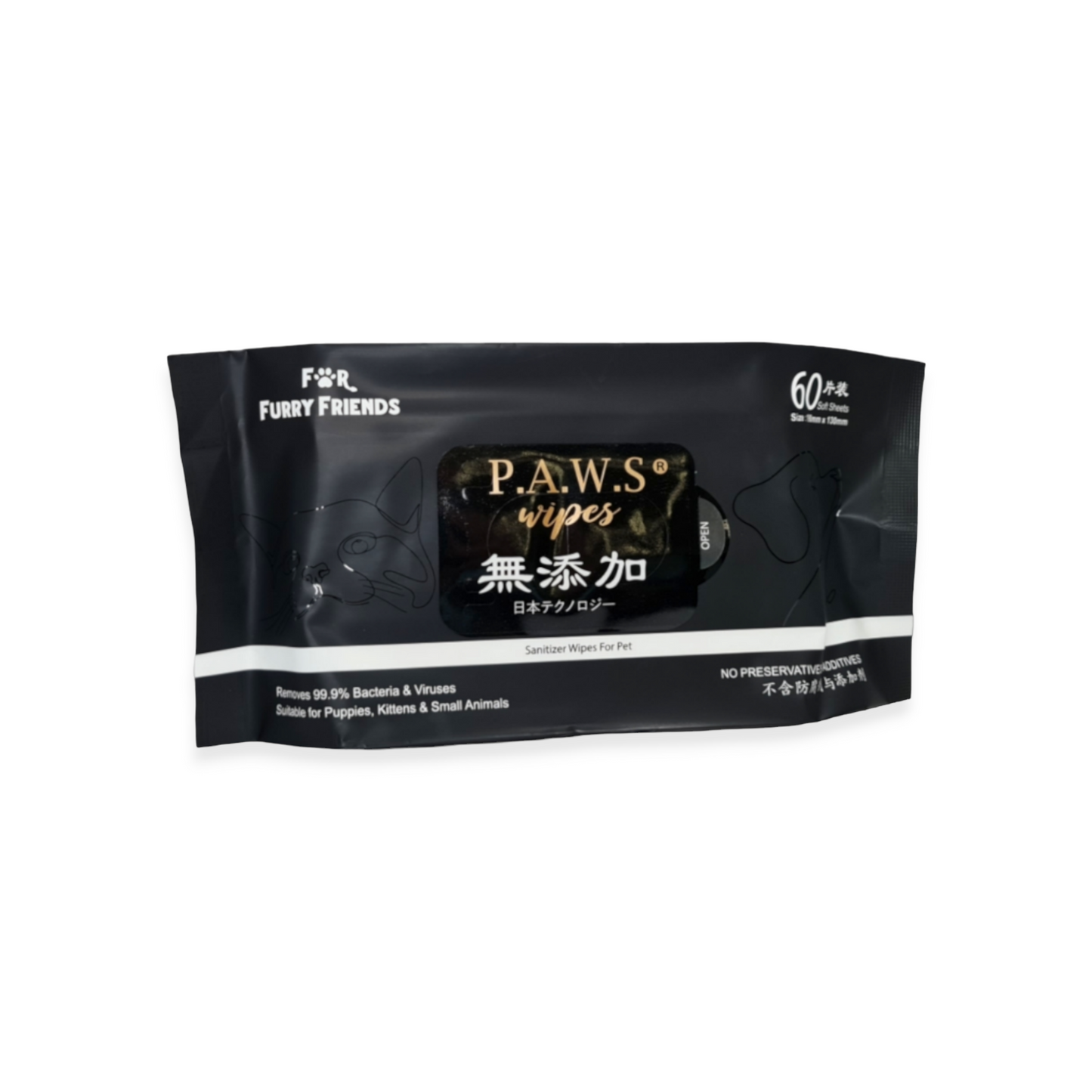 Pets Activated Water Sanitizer P.A.W.S Wipes